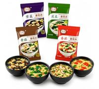 Mélange De Soupe Instantané Aux Œufs, 4 Saveurs (paquet 32) - Algues, Épinards, Champignons, Tomates Prêt En 30 Secondes