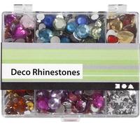 Mélange de strass, D : 6+7+9+10+11+12+14+16 mm, dimensions extérieures 16,4x9,2x1,5 cm, bleu, argent, rose, thaler, étoiles, cœurs, 300pcs.
