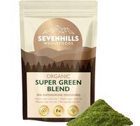 Mélange de super verts bio 200g avec spiruline, chlorelle, herbe de blé, herbe d'orge | Soutient l'immunité de la peau | 40 portions | Poudre de superaliments verts de Sevenhills Wholefoods
