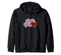 Mélange de Trois Motifs cœurs imprimé léopard et Plaid Buffle Sweat à Capuche