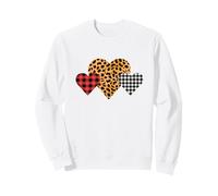 Mélange de Trois Motifs cœurs imprimé léopard et Plaid Buffle Sweatshirt