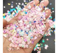 Mélanger des paillettes lumineuses de paillettes de fleur de coquille de coeur d'étoile pour l'artisanat décoration d'art d'ongle paillettes accessoires de confettis de bricolage-mélange rose MH-20g