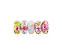 Mélangerr Perles De Charme En Verre De Murano Âme En Argent Sterling Translucide Bleu Vert Rose Fleuri Pour Les Bracelets Européens Pour Femmes Ados