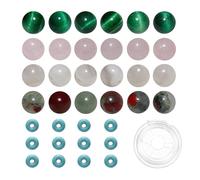 Mélangés 200 Perles en Pierre Naturelle de 8mm et Perles Intercalaires en Turquoise Synthétique de 6mm pour la Fabrication de Bracelets Colliers et Autres Bijoux A7