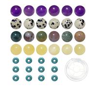 Mélangés 200 Perles en Pierre Naturelle de 8mm et Perles Intercalaires en Turquoise Synthétique de 6mm pour la Fabrication de Bracelets Colliers et Autres Bijoux A9