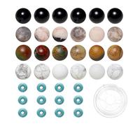 Mélangés 200 Perles en Pierre Naturelle de 8mm et Perles Intercalaires en Turquoise Synthétique de 6mm pour la Fabrication de Bracelets Colliers et Autres Bijoux A19