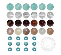 Mélangés 200 Perles en Pierre Naturelle de 8mm et Perles Intercalaires en Turquoise Synthétique de 6mm pour la Fabrication de Bracelets Colliers et Autres Bijoux A29