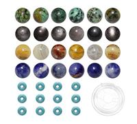 Mélangés 200 Perles en Pierre Naturelle de 8mm et Perles Intercalaires en Turquoise Synthétique de 6mm pour la Fabrication de Bracelets Colliers et Autres Bijoux A10