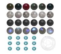 Mélangés 200 Perles en Pierre Naturelle de 8mm et Perles Intercalaires en Turquoise Synthétique de 6mm pour la Fabrication de Bracelets Colliers et Autres Bijoux A30