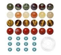 Mélangés 200 Perles en Pierre Naturelle de 8mm et Perles Intercalaires en Turquoise Synthétique de 6mm pour la Fabrication de Bracelets Colliers et Autres Bijoux A16