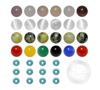 Mélangés 200 Perles en Pierre Naturelle de 8mm et Perles Intercalaires en Turquoise Synthétique de 6mm pour la Fabrication de Bracelets Colliers et Autres Bijoux A27