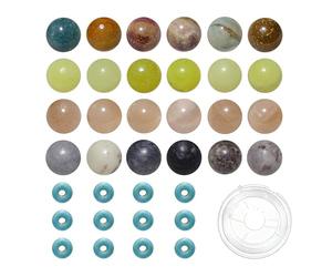 Mélangés 200 Perles en Pierre Naturelle de 8mm et Perles Intercalaires en Turquoise Synthétique de 6mm pour la Fabrication de Bracelets Colliers et Autres Bijoux A22