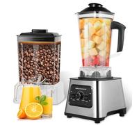 Mélangeur 3 en 1 Professionnel, Mixeur Multifonction 2.5L+2L+0.8L, Robot Mixeur avec Lames en Acier Inoxydable, Broyeur à Glace pour Smoothie, Jus et Sauces, Bol Sans BPA, 6000W 15 Vitesses, noir