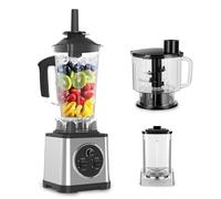 Mélangeur 3 en 1 Professionnel, Mixeur Multifonction 2.5L+2L+0.8L, Robot Mixeur avec Lames en Acier Inoxydable, Broyeur à Glace pour Smoothie, Jus et Sauces, Bol Sans BPA, 6000W 15 Vitesses, noir-A