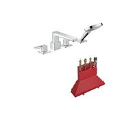 Mélangeur 4 trous Metropol pour baignoire avec Secuflex poignée étrier Chromé avec Corps encastré