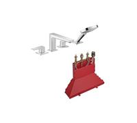 Mélangeur 4 trous Metropol pour baignoire avec Secuflex poignée manette Chromé avec Corps encastré