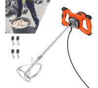 Mélangeur à béton 2600 W - Mélangeur à main - Mélangeur de mortier - 6 vitesses 0-1700 tr/min - Batteur à mortier - Filetage M14 - Pour mélanger la peinture, le ciment, le béton, orange