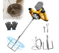 Mélangeur à béton sans fil compatible avec batterie Dewalt 20 V, mélangeur électrique à palette sans balais 6 vitesses avec 2 tiges d'agitation pour mélanger le mastic de colle de mortier de fourrage