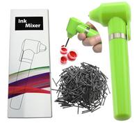 Mélangeur à encre de tatouage - Pigment - Maquillage - Électrique - Pour sourcils et ongles - Outil d'agitateur - 100 bâtons de mélange - Vert