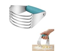 Mélangeur à Pate en Acier Inoxydable Épais - Coupe Pate Professionnel avec Lames Incurvées et Poignée Antidérapante, Malaxeur à Farine pour Pâtisserie, Beurre, Pizza et Pain, Bleu, 9,6x4,5x11,5cm