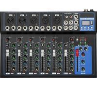 Mélangeur audio, 7 canaux, connectivité Bluetooth, écran LED 5 segments, noir