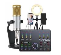 Mélangeur Audio de Carte Son en Direct, Carte de Mixage de Carte Son de Changeur de Voix, Réduction Intelligente du Bruit, Sortie 48 KHz, 16 Bits, 12 Types D'effets Sonores, pour