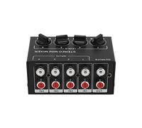 Mélangeur audio stéréo passif à 4 canaux, mini console de mixage noire en fer avec 4 entrées stéréo, port de sortie pour ordinateur, téléphone, tablette, lecteur CD, synthétiseur