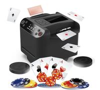 Mélangeur automatique de cartes et concessionnaire - Machine à cartes électrique rotative à 360° avec écran OLED, commandes tactiles et batterie rechargeable - Idéal pour le poker, le blackjack et les
