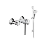 Mélangeur baignoire Logis + pack pommeau de douche Crometta 2 jets + flexible + barre