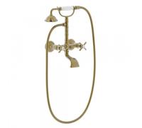 Mélangeur bain-douche Laiton Vieilli avec douchette et flexible double agrafe TRES-CLASIC COLOR - TRES 24217601LV