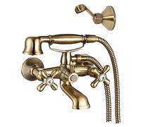 Mélangeur Bain-Douche RETRO Vieux Bronze Edouard Rousseau - Installation Murale - Corps Laiton - Poignées Métal - Têtes Céramiques 1/4T