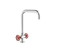 Mélangeur cuisine Induss Bec haut chrome - manette rouge douchette extractible