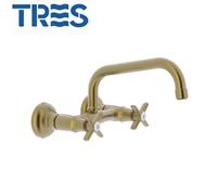 Mélangeur cuisine mélangeur évier mural Laiton Mat distance depuis mur 237 mm - TRES 24221501LM