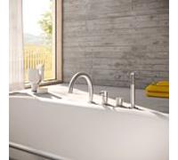 Mélangeur de bain quatre trous Herzbach DEEP iX 18.022025. 2000 .09 avec bec verseur en acier inoxydable