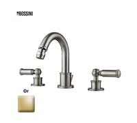 Mélangeur de bidet 3 trous avec bec mobile et vidage LIBERTY LINE or - BOSSINI Z001402021