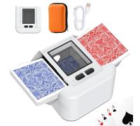Mélangeur de Carte Automatique 1-2 Jeux, Card Mixer Silencieux pour UNO Skyjo PILI PILI Skip-Bo, Auto & Manual, Chargement USB, Portable Mélange et rapide + Cas de Poker (Blanc)