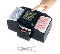 Mélangeur de carte Automatique Électrique Mélangeur électrique à Piles Auto/Manuel/Induction pour 1-2 Jeux Silencieux Compatible avec Poker Belote Blackjack Texas Hold'em (Fonctionne sur Piles)