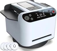 Mélangeur De Cartes Automatique, Distributeur De Cartes Intelligent à Rotation à 360° avec écran OLED, 4 Boutons De Croupier, Tableau D'affichage Et Nappe, Accessoires De Table De Jeu De Casino White