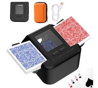 Mélangeur de Cartes Automatique Électronique, 2000mAh USB Rechargeable mélangeur de carte pour UNO Poker Skyjo Blackjack Texas Hold'em, Portable Mélange silencieux et rapide +Carte Etui
