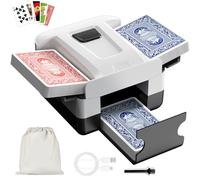 Mélangeur de Cartes Automatique, Électronique Mélangeur de Carte pour 1-2 Ponts Rechargeable 2000 mAh Faible Bruit pour Poker, UNO, Blackjack, Skip-Bo, Phase 10, Texas Hold'em, Belote (Noir)