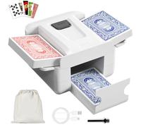 Mélangeur de Cartes Automatique, Électronique Mélangeur de Carte pour 1-2 Ponts Rechargeable 2000 mAh Faible Bruit pour Poker, UNO, Blackjack, Skip-Bo, Phase 10, Texas Hold'em, Belote (Blanc)