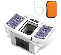 Mélangeur de cartes électrique - Mélangeur automatique de cartes avec sac de rangement - Mélangeur de cartes pour 2 jeux de cartes de poker - Uniforme et non coincée - 2000 mAh