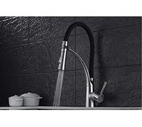 Mélangeur De Cuisine à Poignée Unique Robinet Monté sur Le Pont Noir Rouge Vert Orange Robinet De Cuisine Double Buse De Pulvérisation Mélangeur Chaud Froid Robinets D’Eau, Brushed Nickel