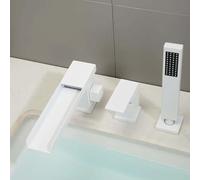 Mélangeur de douche de bain moderne Tap Bath Bath Bascall Buchener Taps avec douche Baigneur de baignoire 3 Trou Edge Hot and Cold Brass Bath Bown Back Bass remplit Fauce avec douche Set Grey LWX