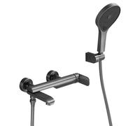Mélangeur de douche de bain moderne tape de baignoire tape avec douche en laiton gris mural 3 modes mélangeur de douche à robinet pour le mélangeur de douche de baignoire Kit mural, gris LWX