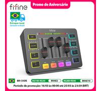 Mélangeur de jeu USB FIFINE avec Interface de Microphone XLR, alimentation fantôme 48V, RVB, carte son pour Podcasting Streaming AmpliGame SC3 SC3