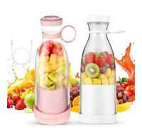 Mélangeur de Jus Portable,Blender à Fruits sans Fil,Mini Juicer électrique de 420ml, Mini Mixeur à Smoothie,Nettoyage Automatique,Mixeur pour Smoothies,Jus et Shakes (2pcs)
