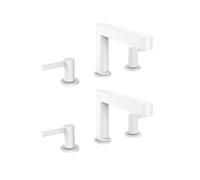 Mélangeur de lavabo 3 trous 110, bonde Push-Open blanc mat Finoris