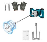 Mélangeur de mortier de couleur sans fil compatible avec batterie Makita, 3200 W batteur de mortier de couleur, batteur de béton, avec 2 tiges mélangeurs (Max 680 tr/min, Sans batterie)