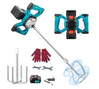 Mélangeur de Mortier sans fil, 3200W Mélangeur à Béton avec Batterie, Mélangeur Électrique de Ciment avec 6 Vitesses,Moteur sans Balais, Mélangeur de Ciment Portable pour Mélanger Fourrage et Mortier